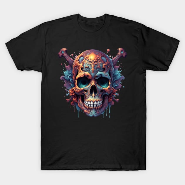 Rusty Vibrant Skull T-Shirt by Fantasyscape